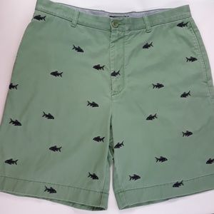 J. Crew Mens Shark Fish Embroidered Shorts Size34
